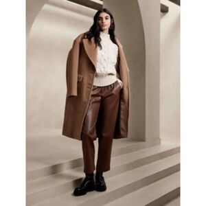 NEW Banana Republic vegan leather pants Sz S Tall dark almond‎